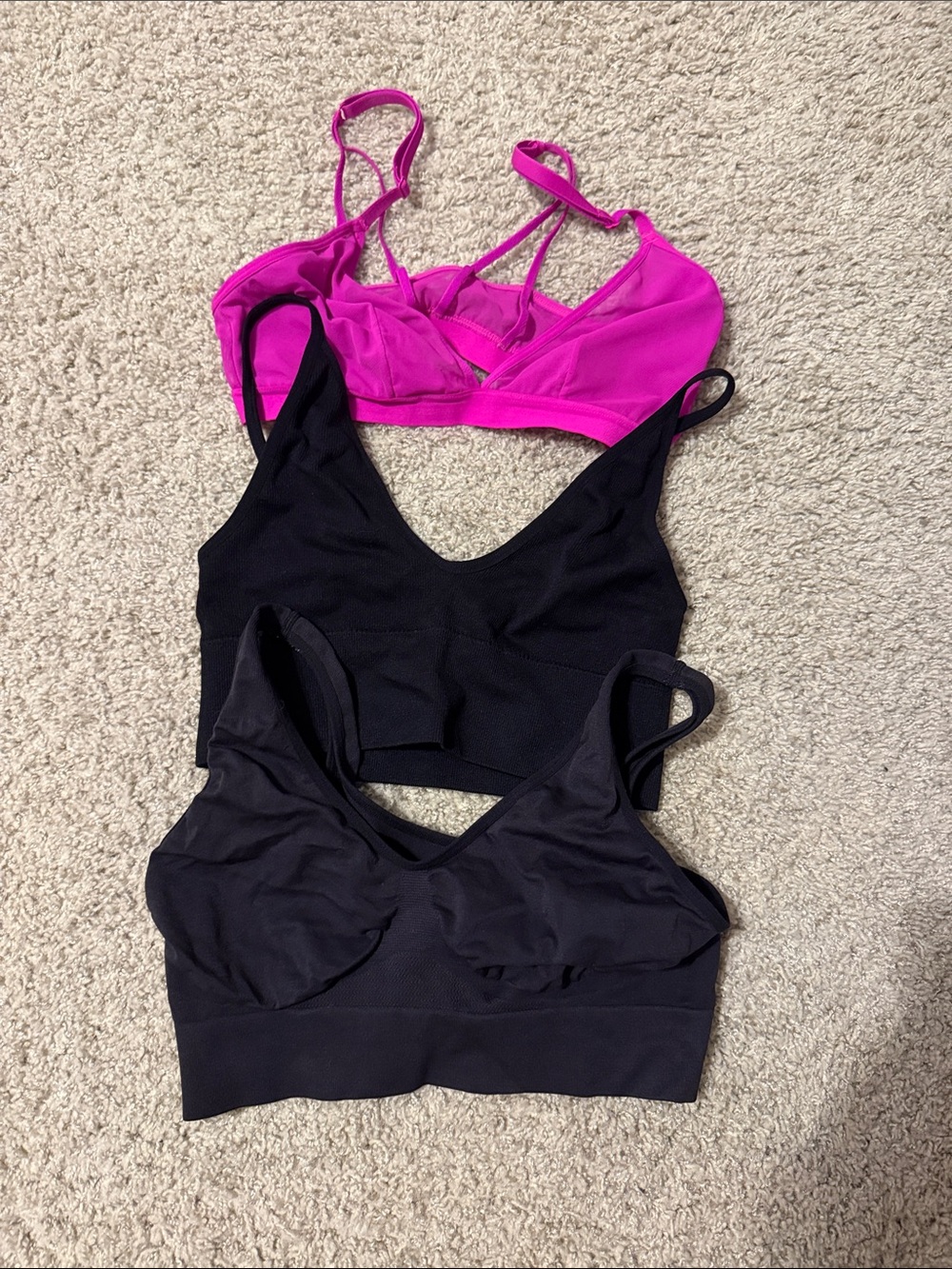 Women’s Pink & Black Seamless Bralette Set - Stylish Comfort